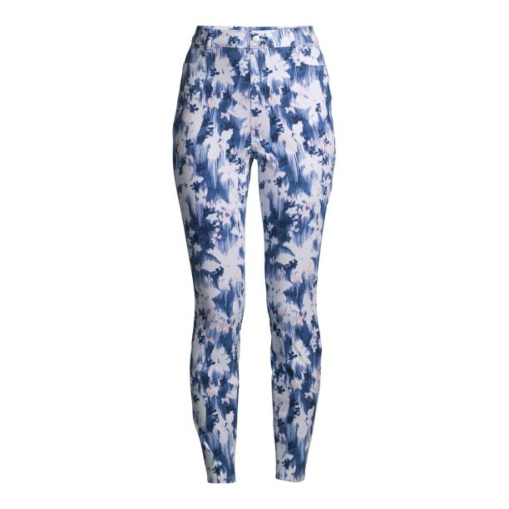 Time and Tru Women's High Rise Jeggings Blue Ikat Floral - Picture 4 of 6